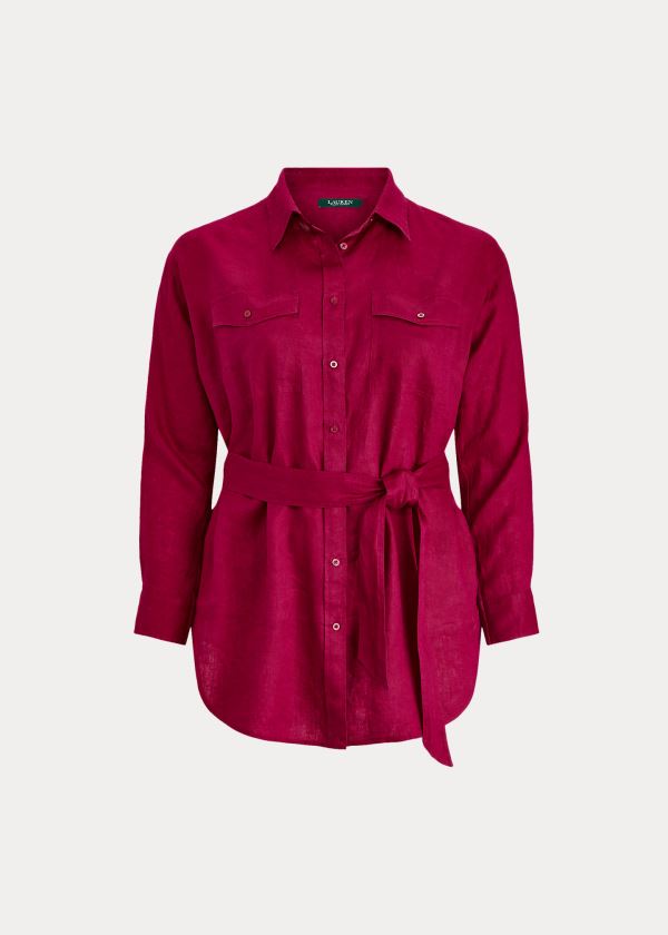 Women's Ralph Lauren Belted Linen Shirts | 902857VGT